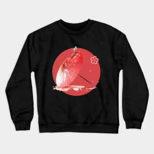 Japanese Artwork, Red Moon With Japanese umbrella Crewneck Sweatshirt